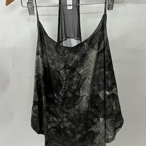 Under Armour Women's Sport Tank - Flo Ink Print, Jet Gray/Metallic Silver Sz L